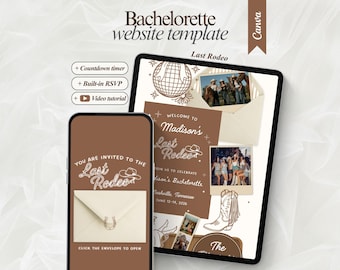 Editable Last Rodeo Bachelorette Invitation western bachelorette website template with RSVP Wild west party Cowgirl Bachelorette Itinerary