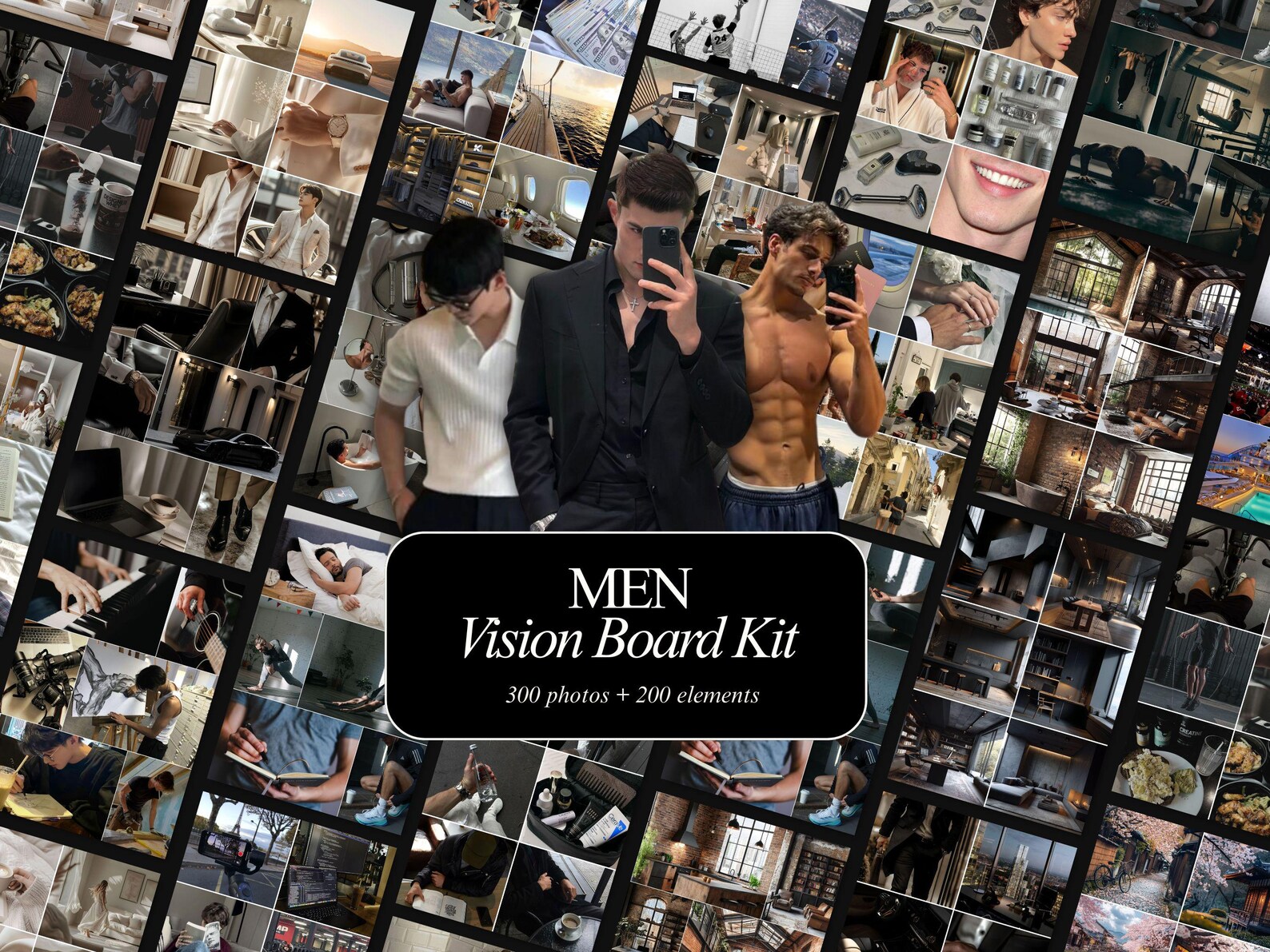 Printable 2026 Vision Board Collage Bundle for Men With Over 300 ...