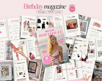 Editable Birthday Magazine Template for Best Friend Personalized Girl Birthday Present Customizable Magazine Birthday For Her Canva Template