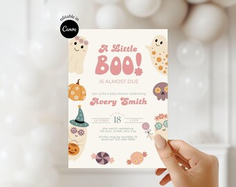 A Little Boo Is Almost Due Spooky Baby Shower Party Cute Halloween Boo Witch Baby Shower Party Invite Ghost Halloween Baby Shower Invitation