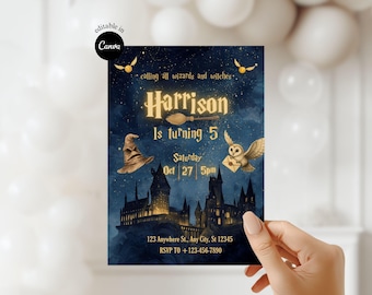 Wizardry Birthday Party Invitation Editable Wizards Witches Birthday Invitation Magical School Printable Wizard School Boy Birthday Invite