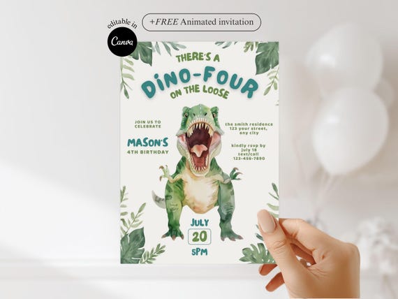 editable dino four birthday invite 4th birthday party invitation boy dinosaur invite green dinosaur party trex birthday invite for kids