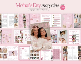 Aesthetic Mother's Day Magazine Template Custom Best Mom Birthday Gift Personalized Gift for Mothers Day Editable Pink Magazine Gift for Mom