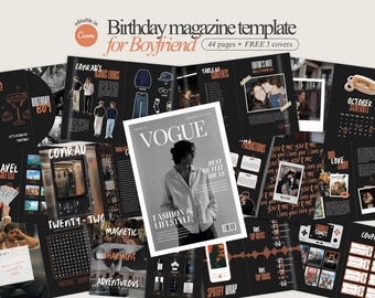 Aesthetic Birthday Magazine Template in Canva DIY Couple Gift Editable Gift for Boyfriend Custom Magazine for Him with Free Magazine Covers