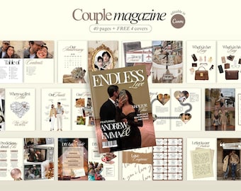Printable Couple Magazine Template Personalized Anniversary gift Editable Magazine with games Custom Wedding anniversary gift DIY Magazine