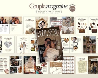 Couples Magazine Template Personalized Anniversary gift for her Editable Magazine Booklet with couple games Old Money Magazine for couples