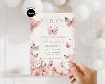Editable Butterfly Birthday Invitation Butterfly Garden Birthday Girls Party Invite Any Age Birthday Invite Whimsical Butterfly invitation