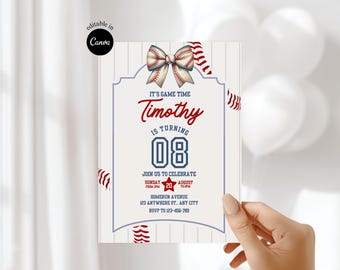 Editable Baseball Birthday Invitation Printable Rookie of the Year Sports Party Invite custom baseball party any age birthday digital invite