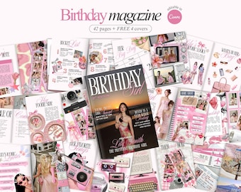 Pink Birthday Magazine Template Editable Gift for Bestie Personalized Birthday Gift For Best Friend DIY Aesthetic Birthday Magazine for Her