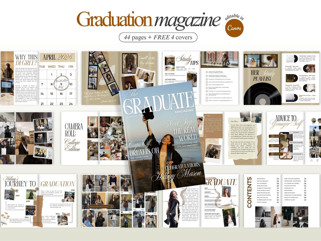 Graduation Media Guide Editable Graduation Magazine Printable Graduation Gift for Bestfriend ...
