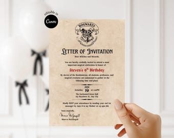Wizardry Birthday Party Invitation Magical Wizard Birthday Invitation Wizards and Witches Birthday Party Wizard School Letter of Invitation