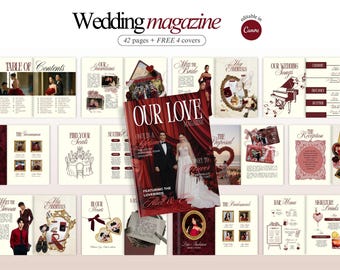 Wedding Magazine Template old money magazine editable magazine for wedding day custom wedding itinerary personalized Bachelorette Magazine