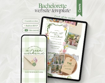 Fresh Off The Market Bridal Shower Invitation Floral Bachelorette website with RSVP Farmers Market Bridal Shower Bachelorette Weekend Invite