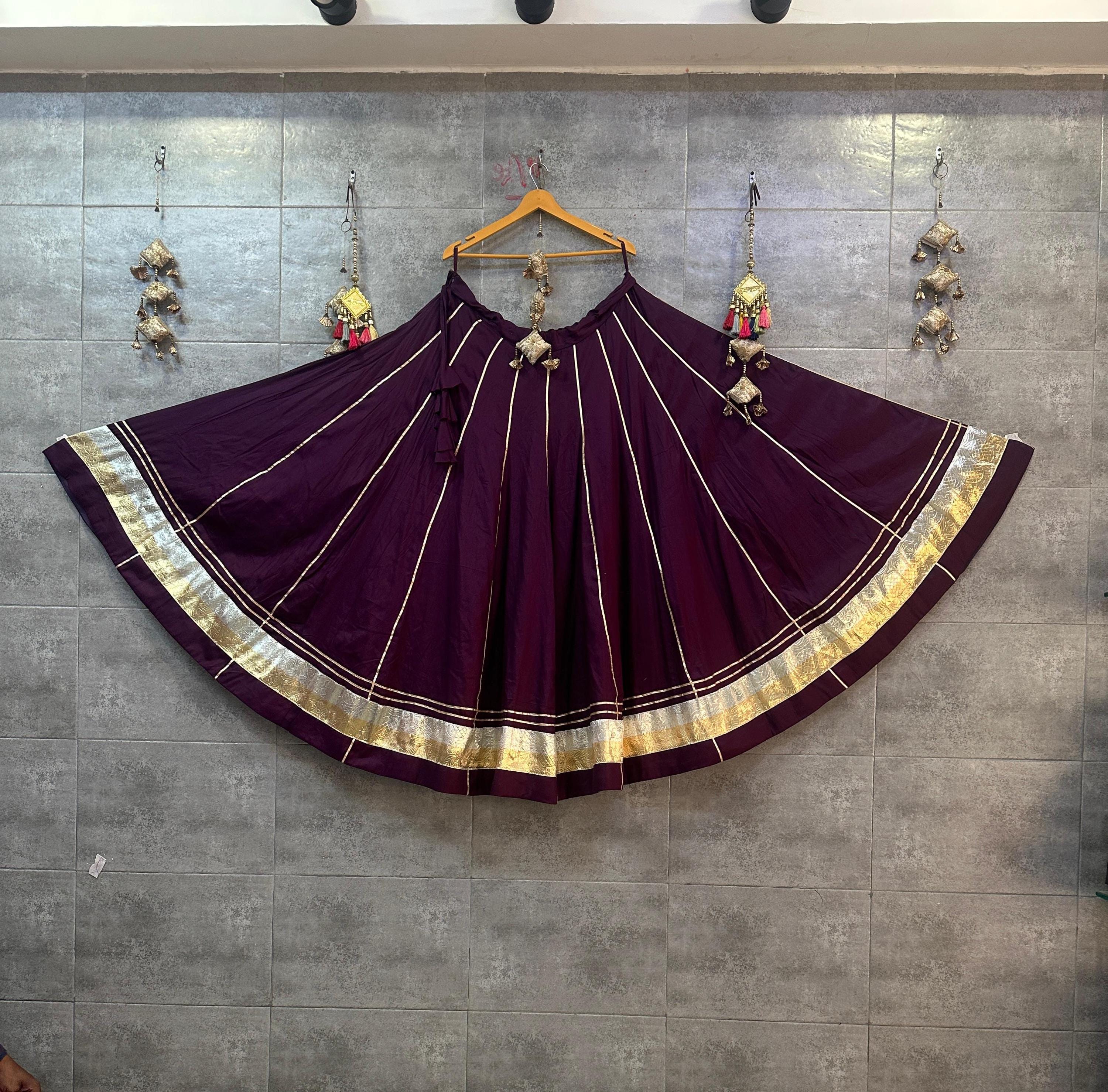 Heavy rayon cotton chaniya with 8-9m flare.