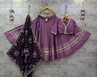 Roman silk chaniya choli set.