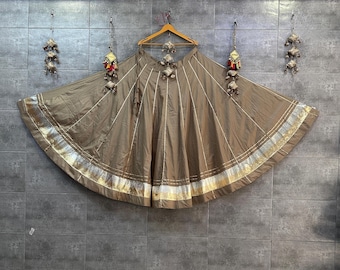 Heavy rayon cotton chaniya with 8-9 m flare.
