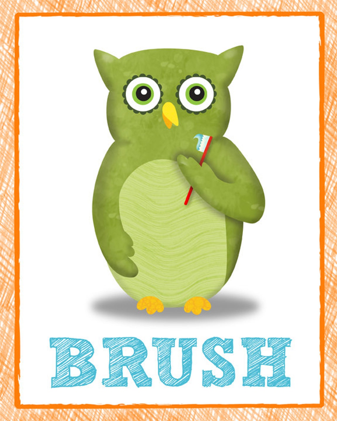 Bathroom Owls Theme Kids Art Set of Three 5 X 7 Bathroom Etsy