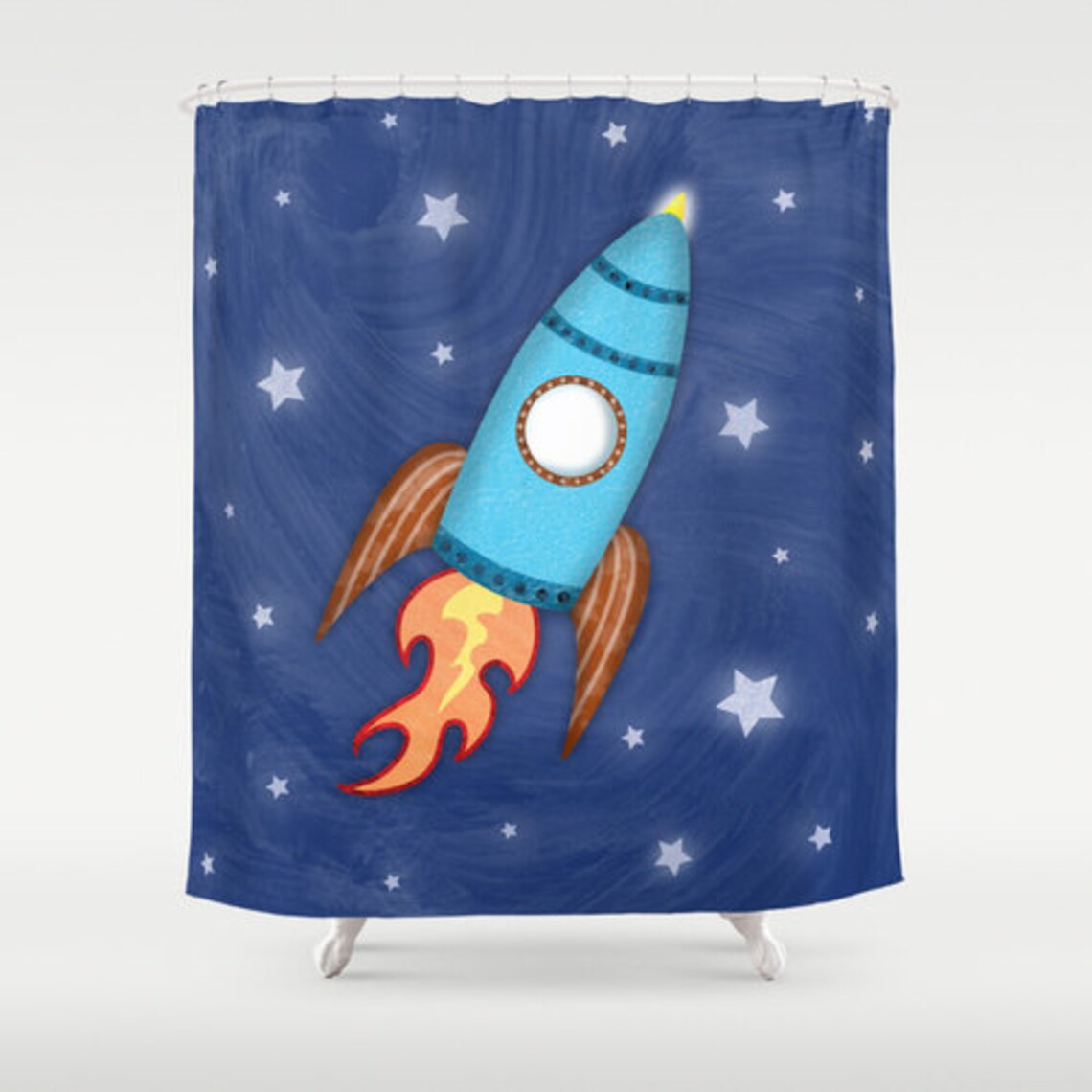 rocket ship shower curtain
