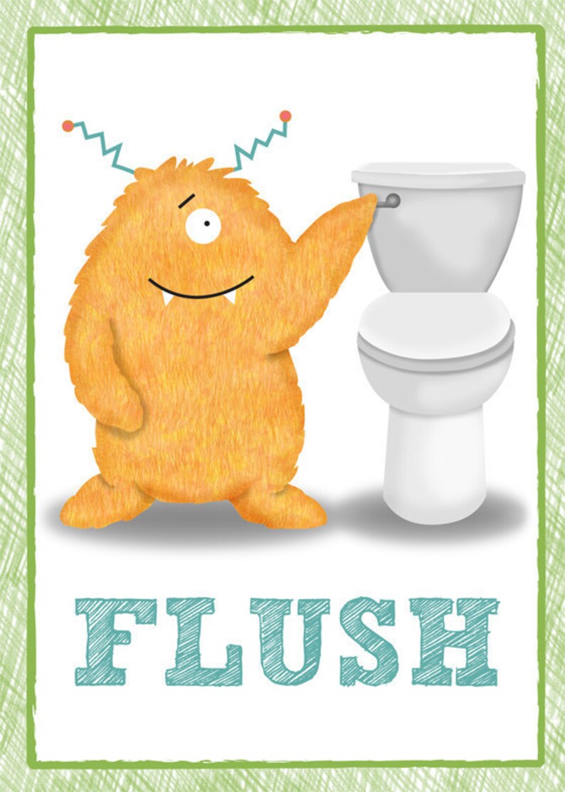 Kids Bathroom Art Children's Wall Decor Monsters for the - Etsy