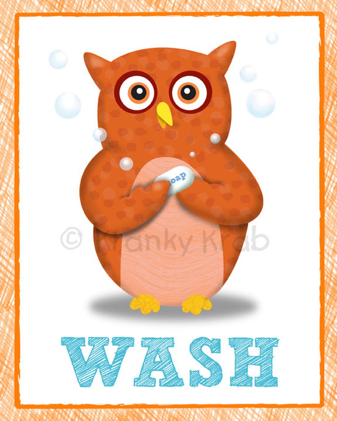 Bathroom Owls Theme Kids Art Set of Three 5 X 7 Bathroom Etsy