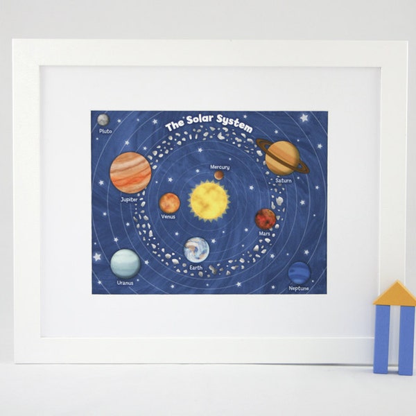 Outer Space Solar System - 11" x 14" Fine Art Print - Children's Outer Space Theme Room Decor