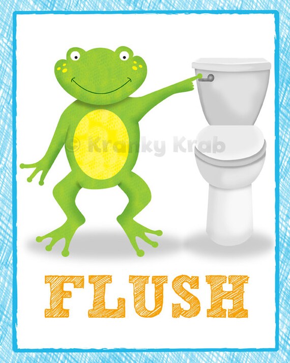 Frog Bathroom Decor Set Of Four Bathroom Decor Prints Frog Etsy