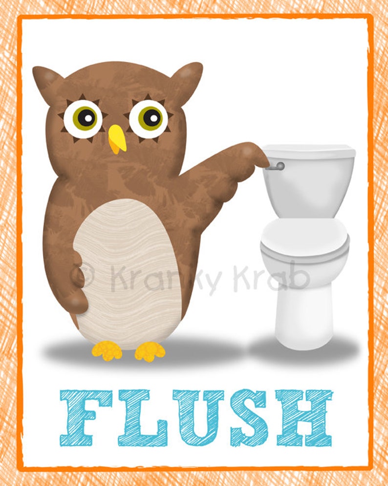 Kids Bathroom Art Children's Wall Decor Owls for the Etsy