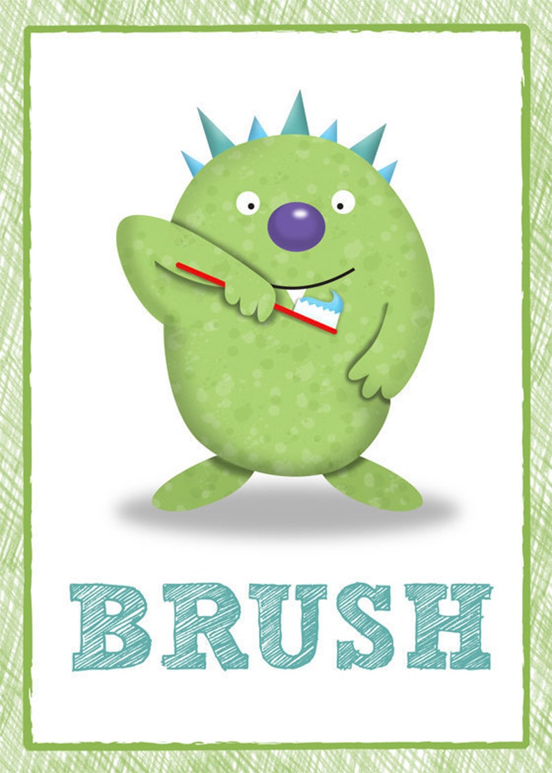 Kids Bathroom Art Children's Wall Decor Monsters for the - Etsy