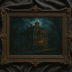 Peinture à l&#39;huile du manoir hanté de Disneyland | Décoration murale gothique Disney