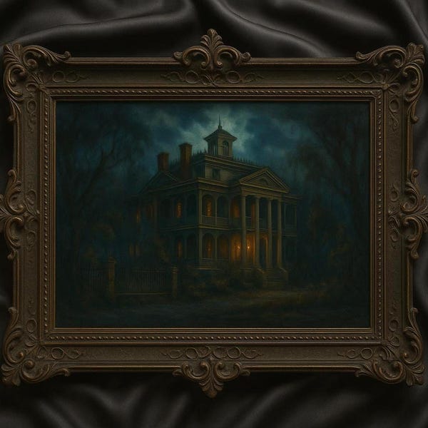 Disneyland's Haunted Mansion Oil Painting | Gothic Disney Wall Art