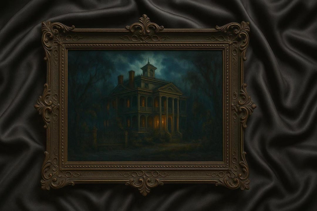 Disneyland's Haunted Mansion Oil Painting Gothic Disney Wall Art Etsy