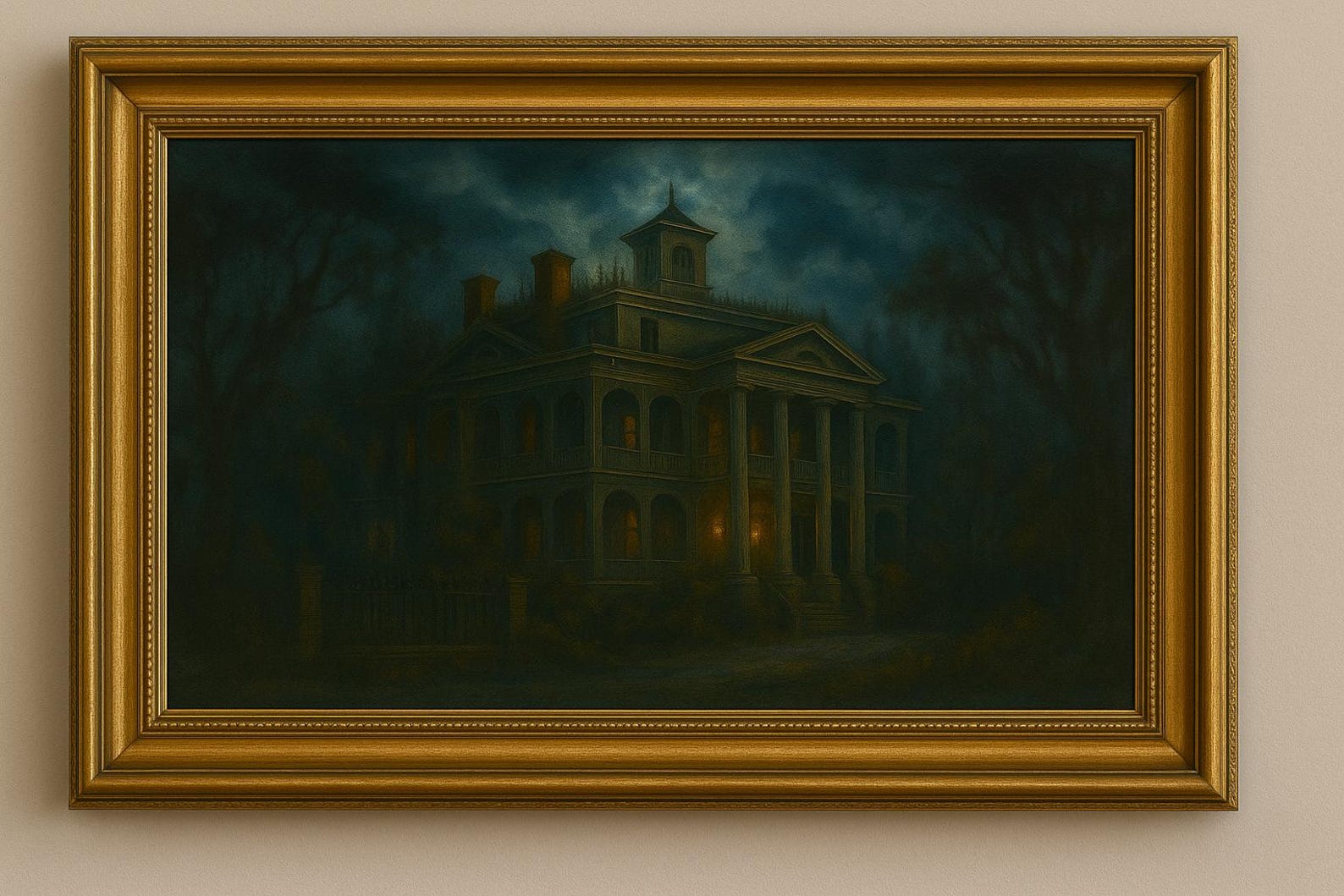 Disneyland's Haunted Mansion Oil Painting Gothic Disney Wall Art Etsy