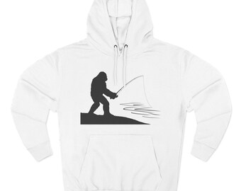 Sasquatch Fishing Fleece Hoodie - Cozy Hoodie, Outdoor Apparel, Gift for Fishing Lovers, Funny Sweatshirt, Nature Lover Gift