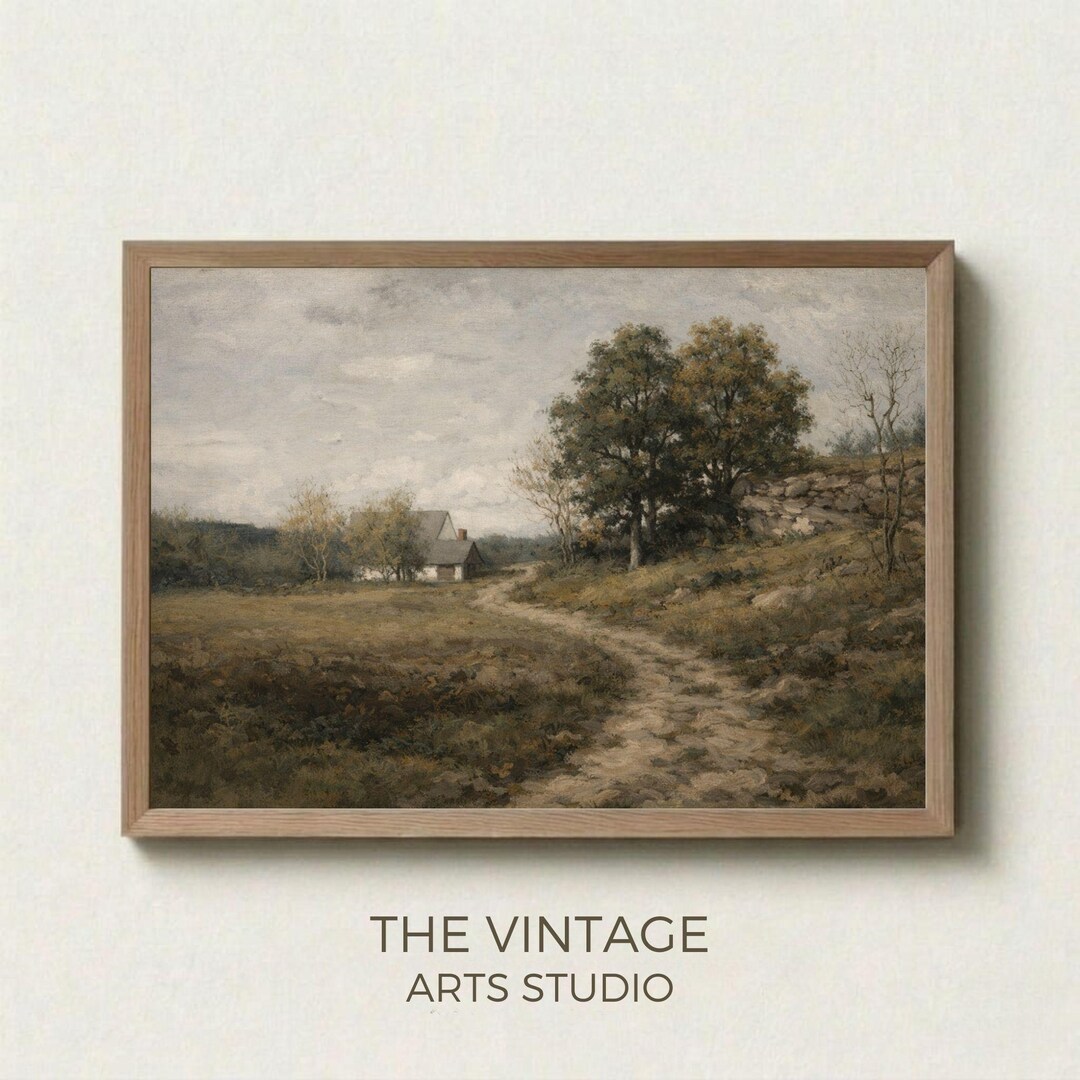 Vintage Countryside Landscape Wall Art Printable, Rustic Cottage ...