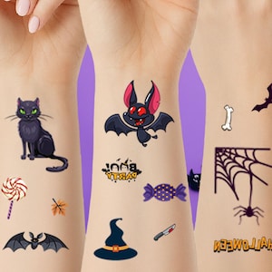 Halloween Tattoos for Kids, Face & Arm Temporary Party Tattoos, Halloween Party Favors, Halloween Cosplay Fun Accessories, Halloween Gifts