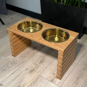 Wooden dog bowl stand, Elevated dog bowls, Double bowl dog feeder, Raised dog bowls, Pets Accsessory