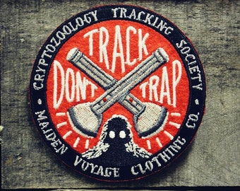 Track Don't Trap Patch (Glow in the Dark) - Cryptozoology Tracking Society Sasquatch Bigfoot Merit Badge