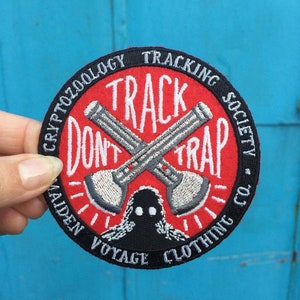 Track Don't Trap Patch Glow in the Dark Cryptozoology Tracking Society Sasquatch Bigfoot Merit Badge image 2