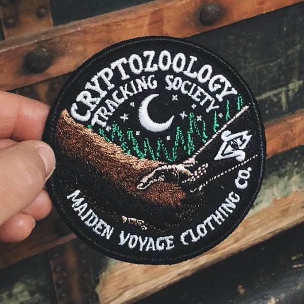 Friends of Cryptid Wildlife Patch - Cryptozoology Tracking Society Glow in the Dark Sasquatch Bigfoot Moon Celestial Forest