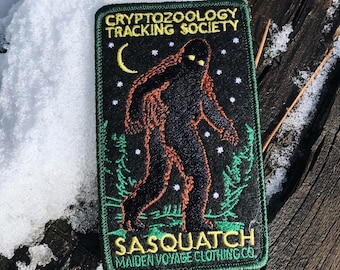 SASQUATCH Patch - Cryptozoology Tracking Society Bigfoot Cryptid Woodland Redwoods Merit Badge