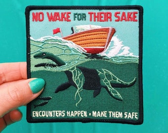 Boat Safety PSA Patch - Loch Ness Monster, Nessie, Scotland, Boating, Lake, Lakeside, Lakehouse Camping Camp Fishing Travel Badge
