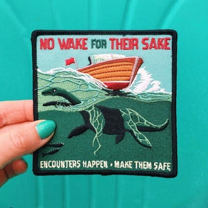 Boat Safety PSA Patch - Loch Ness Monster, Nessie, Scotland, Boating, Lake, Lakeside, Lakehouse Camping Camp Fishing Travel Badge