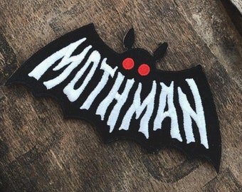 Mothman Symbol Glow in the Dark Patch - Cryptozoology Tracking Society Moth Typography Type Lettering