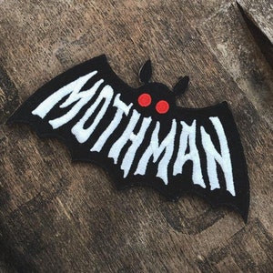 Mothman Symbol Glow in the Dark Patch Cryptozoology Tracking Society Moth Typography Type Lettering image 1