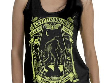 Cryptozoology - Glow in the Dark TANK (Ladies) Sasquatch Bigfoot Chupacabra Mothman Aliens Extraterrestrials Loch Ness Monster