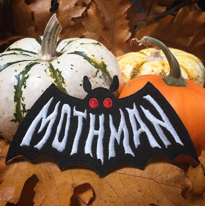 Mothman Symbol Glow in the Dark Patch Cryptozoology Tracking Society Moth Typography Type Lettering image 2
