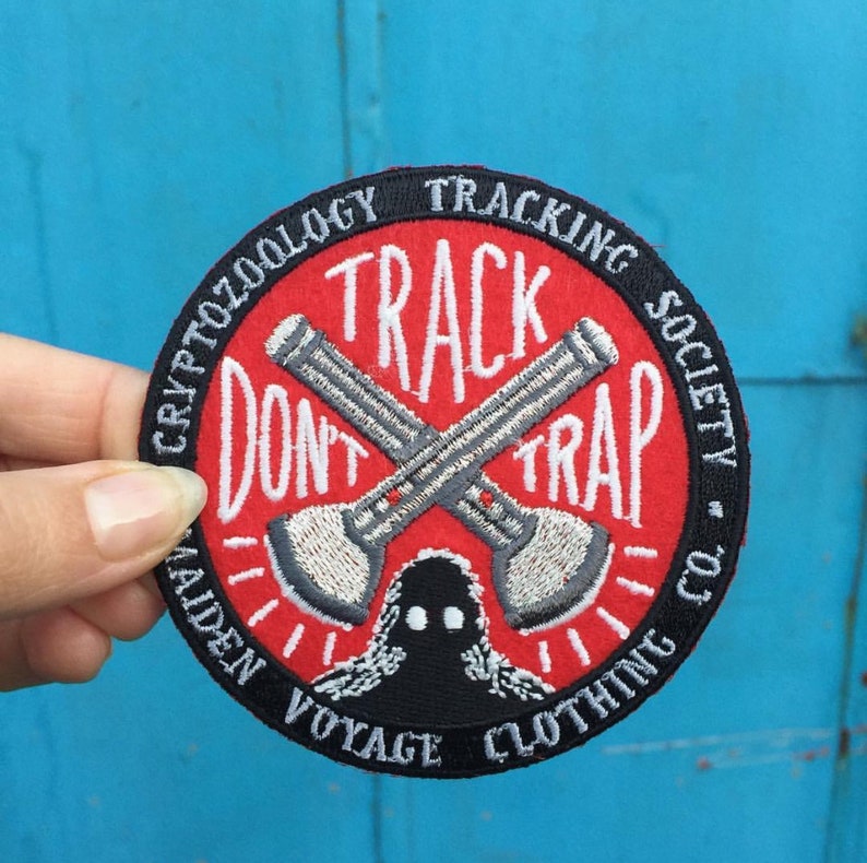 Track Don't Trap Patch Glow in the Dark Cryptozoology Tracking Society Sasquatch Bigfoot Merit Badge image 2