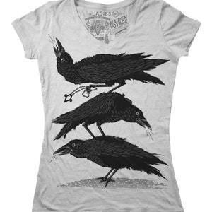 Council of Crows V-ringad (Dam) - Kråka Edgar Allen Poe Poet Raven Corvid Mord Makabert Omen Häxa Ockult Goth Punk