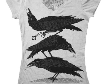 Council of Crows V-neck (Ladies) - Crow Edgar Allen Poe Poet Raven Corvid Murder Macabre Omen Witch Occult Goth Punk