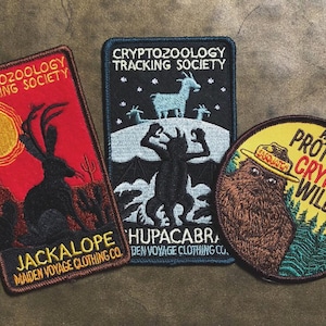 Cryptid PSA Patch Cryptozoology Tracking Society Bigfoot Sasquatch Badge NPS Smokey the Bear Woodland Hiking Camping Fish Hunt image 10